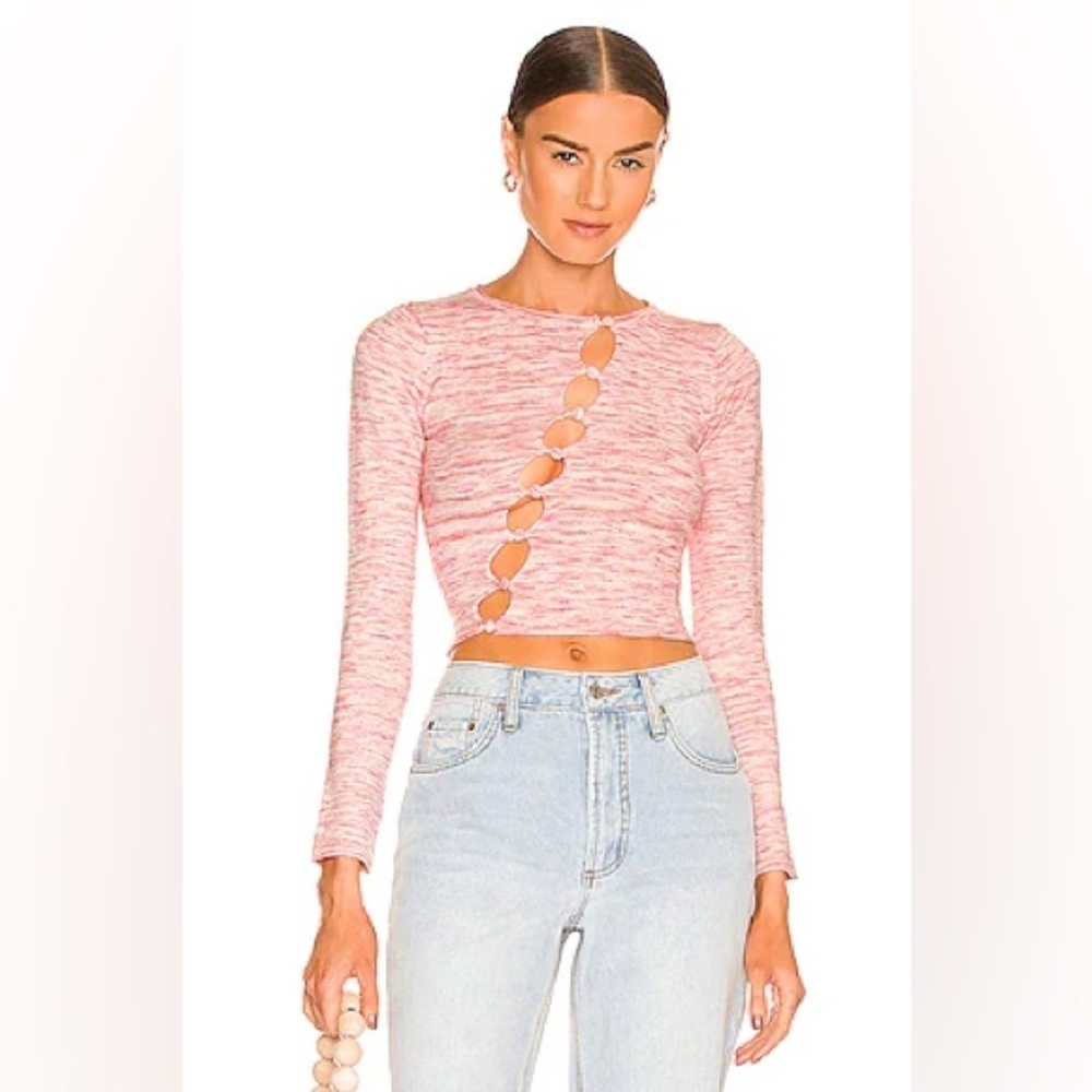 Revolve Superdown Cutout Longsleeve Pink Top Going Out Bar Top Size Small